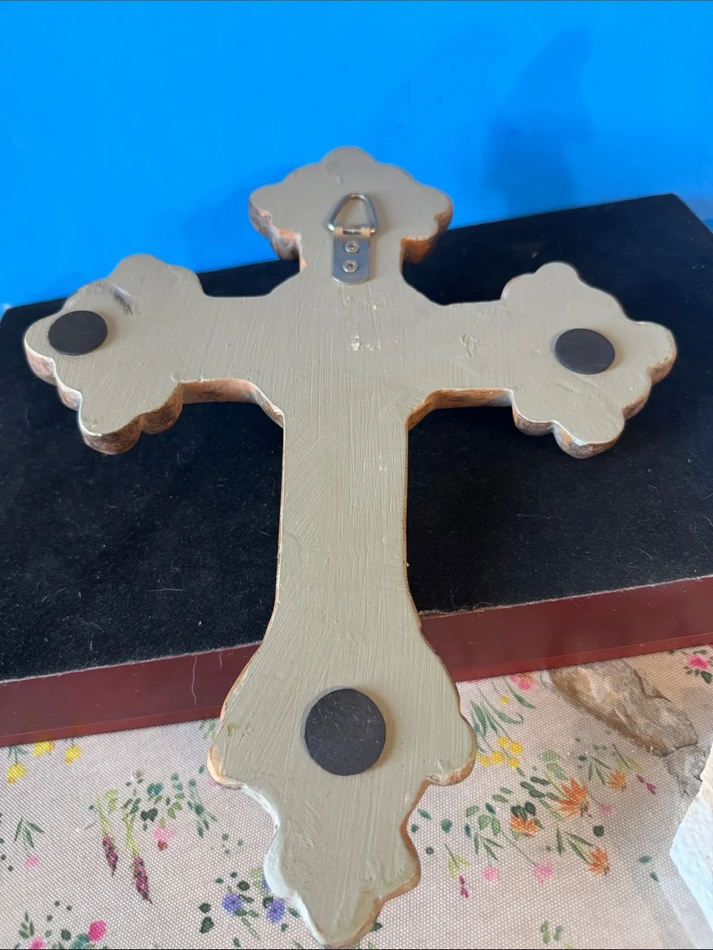 Ornate Decorative Wall Cross in Distressed Brown Finish